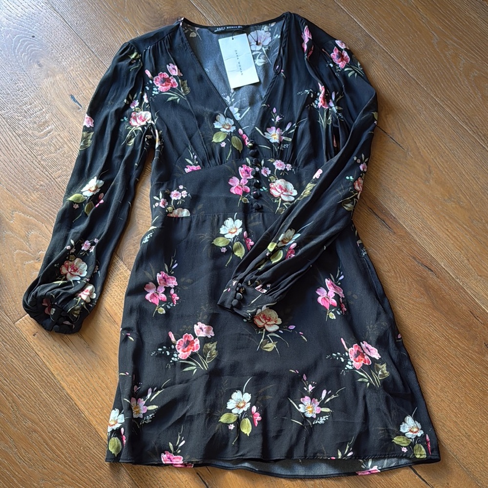 Zara Floral Black Dress